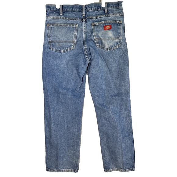 Dickies Jeans Mens 34x30 Relaxed Fit Workwear Carpenter Pants Distressed Denim - Picture 2 of 9